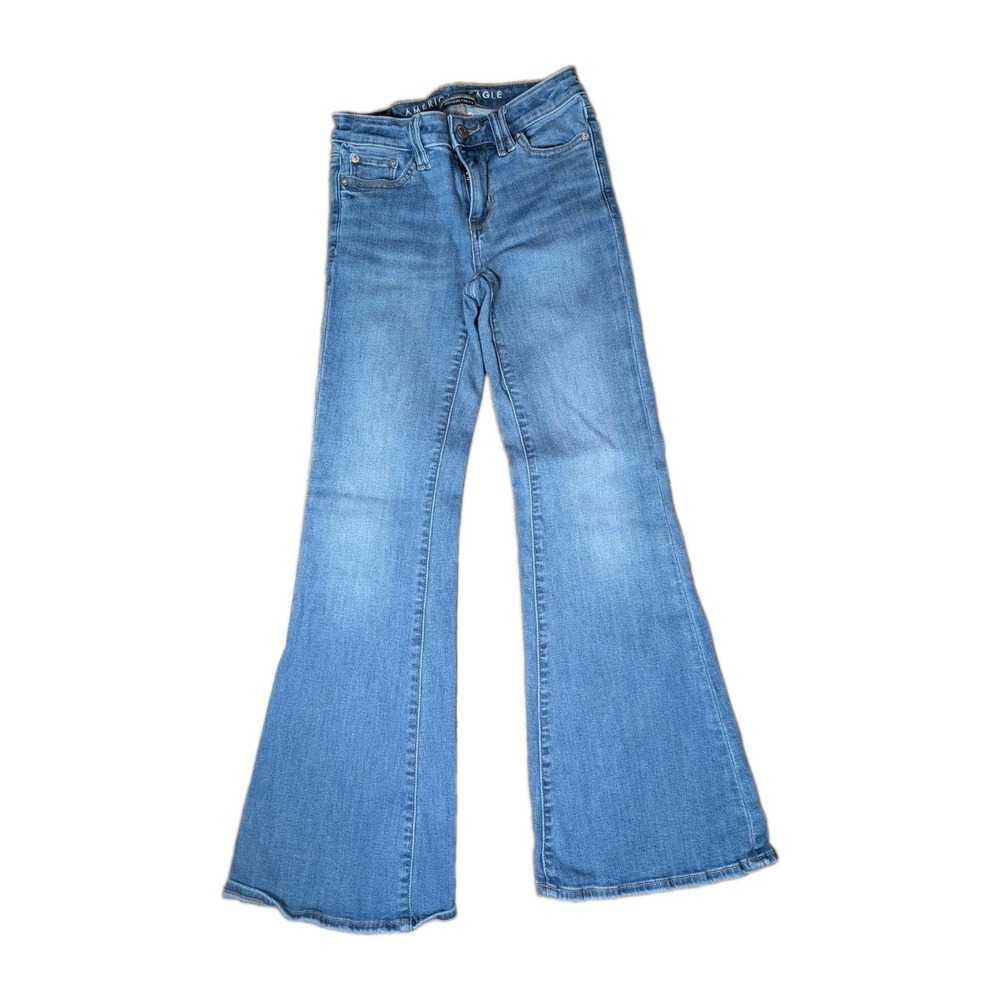 American Eagle Next Level Stretch Super High Waisted Flare Jeans Women's 000...